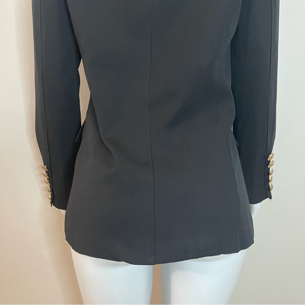 Black lapel collar women's blazer with metal buttons decor - Picture 10 of 11